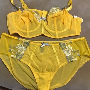 Adore Me gold bra and panty set. NWT